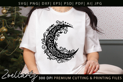 Floral Celestial Moon SVG Cut File Moon Mandala Silhouette Product Image 5