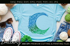 Celestial Moon SVG Cut File Floral Moon Mandala Silhouette Product Image 3