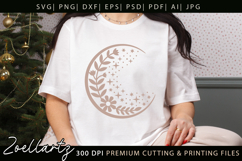 Celestial Moon SVG Cut File Floral Moon Mandala Silhouette Product Image 6