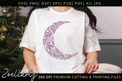 Floral Celestial Moon SVG Cut File Moon Mandala Silhouette Product Image 4