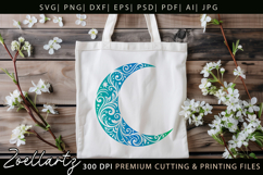 Floral Celestial Moon SVG Cut File Moon Mandala Silhouette Product Image 2