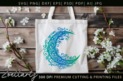 Floral Celestial Moon SVG Cut File Moon Mandala Silhouette Product Image 6