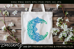 Floral Celestial Moon SVG Cut File Moon Mandala Silhouette Product Image 3
