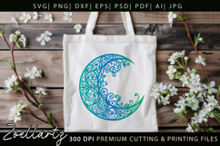 Floral Celestial Moon SVG Cut File Moon Mandala Silhouette Product Image 3