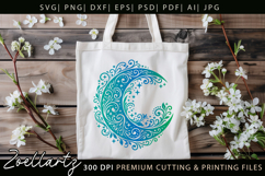 Floral Celestial Moon SVG Cut File Moon Mandala Silhouette Product Image 5