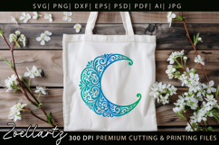Floral Celestial Moon SVG Cut File Moon Mandala Silhouette Product Image 3