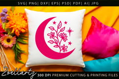 Mystical Moon SVG Floral Celestial Moon T-shirt Mug Pillows Product Image 4