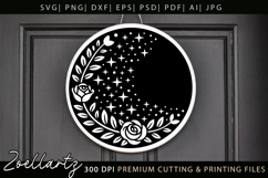 Celestial Flower SVG Silhouette Floral Farmhouse Round Sign Product Image 3