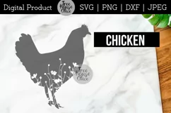 Floral Chicken SVG Digital File features a Chicken Silhouette with flowers or wildflowers inside it.  Great for cutting in vinyl with Cricut or Silhouette Vinyl cutting machines, or using as a sublimation print.