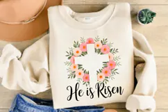 Floral Christian Easter Cross PNG, He Is Risen PNG Product Image 2