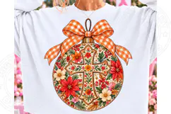 Floral Christian Pumpkin Cross PNG Product Image 1
