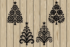 Floral Christmas tree stencil silhouette SVG Product Image 1