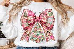 Floral Christmas Tree Bow Png Product Image 3