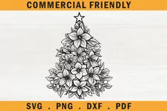Christmas Poinsettia floral tree SVG, flower Christmas tree Product Image 1