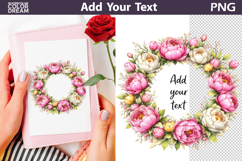 Peony Floral Wreath PNG Template | Add Your Text Product Image 1