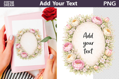 Floral Oval Wreath PNG Template | Add Your Text Product Image 1