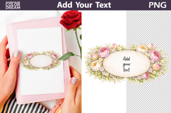 Floral Oval Frame PNG Template | Add Your Text Design Product Image 1