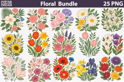 Floral Clipart Bundle | Flowers Bouquets Sublimation Product Image 1