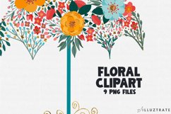 Summer Flowers Clipart | Umbrella Clipart | Sublimation Product Image 3