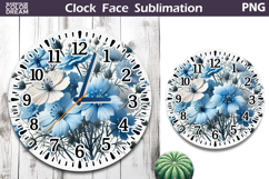 Blue Wildflowers Clock Face| Floral Clock Sublimation Product Image 1