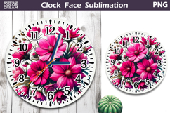 Pink Wildflowers Clock Face| Floral Clock Sublimation Product Image 1