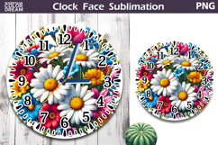 Daisy Wildflowers Clock Face| Floral Clock Sublimation Product Image 1