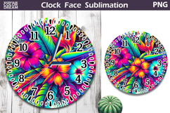 Tropical Flowers Clock Face| Floral Clock Sublimation Product Image 1