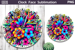Bright Tropical Flowers Clock Face| Floral Clock Sublimation Product Image 1