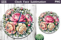 Peonies Clock Face| Floral Clock Sublimation Product Image 1