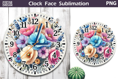 Pastel Wildflowers Clock Face| Floral Clock Sublimation Product Image 1