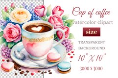 Experience the enchantment of Floral Coffee Love with watercolor clipart set! Each illustration features a coffee cup, hearts, and chocolate set against stunning florals. Perfect for adding romance to your designs. Enjoy the blend of coffee and flowers!