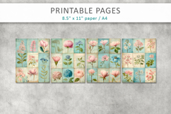 vintage botanical collage paper, pastel floral scrapbook Product Image 2