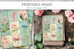vintage botanical collage paper, pastel floral scrapbook Product Image 3