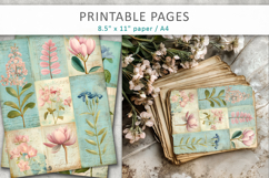 vintage botanical collage paper, pastel floral scrapbook Product Image 4