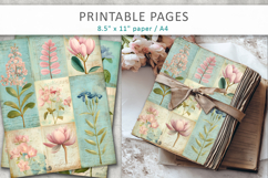 vintage botanical collage paper, pastel floral scrapbook Product Image 1