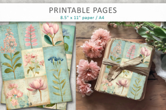 vintage botanical collage paper, pastel floral scrapbook Product Image 5