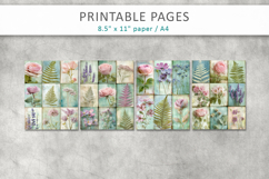 vintage botanical collage paper, junk journal floral pages Product Image 2