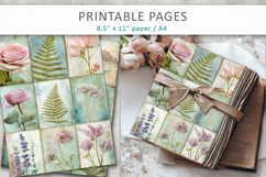 vintage botanical collage paper, junk journal floral pages Product Image 5