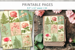 vintage botanical collage paper, junk journal pages Product Image 1