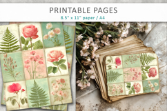 vintage botanical collage paper, junk journal pages Product Image 3