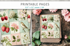 Floral Collage Paper, shabby chic floral background Product Image 1