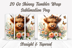 Floral Highland Cow Tumbler Wrap, Cute Highland Cow Tumbler Product Image 2