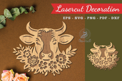 Floral Cow Lasercut Decoration Product Image 1