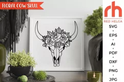 flower cow skull svg, floral cow skull svg, cow skull shirt svg, cow head svg, floral longhorn svg