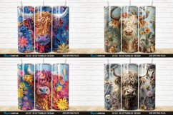 3D Floral Highland Cow Tumbler Wrap Bundle Product Image 3