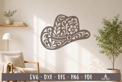 Floral Cowboy Hat Papercut SVG Laser Cut design