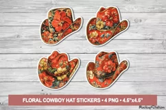 Cowboy Hats Stickers | Vintage Flowers Printable PNG Product Image 1