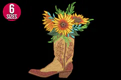 Floral Cowgirl Boot with Sunflower Embroidery Design Product Image 2