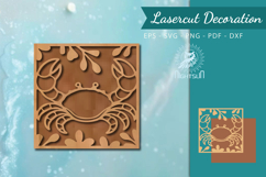 Floral Crab Lasercut Wall Decor SVG Product Image 1