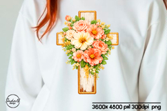 Floral cross Christian shirt sublimation designs Product Image 1